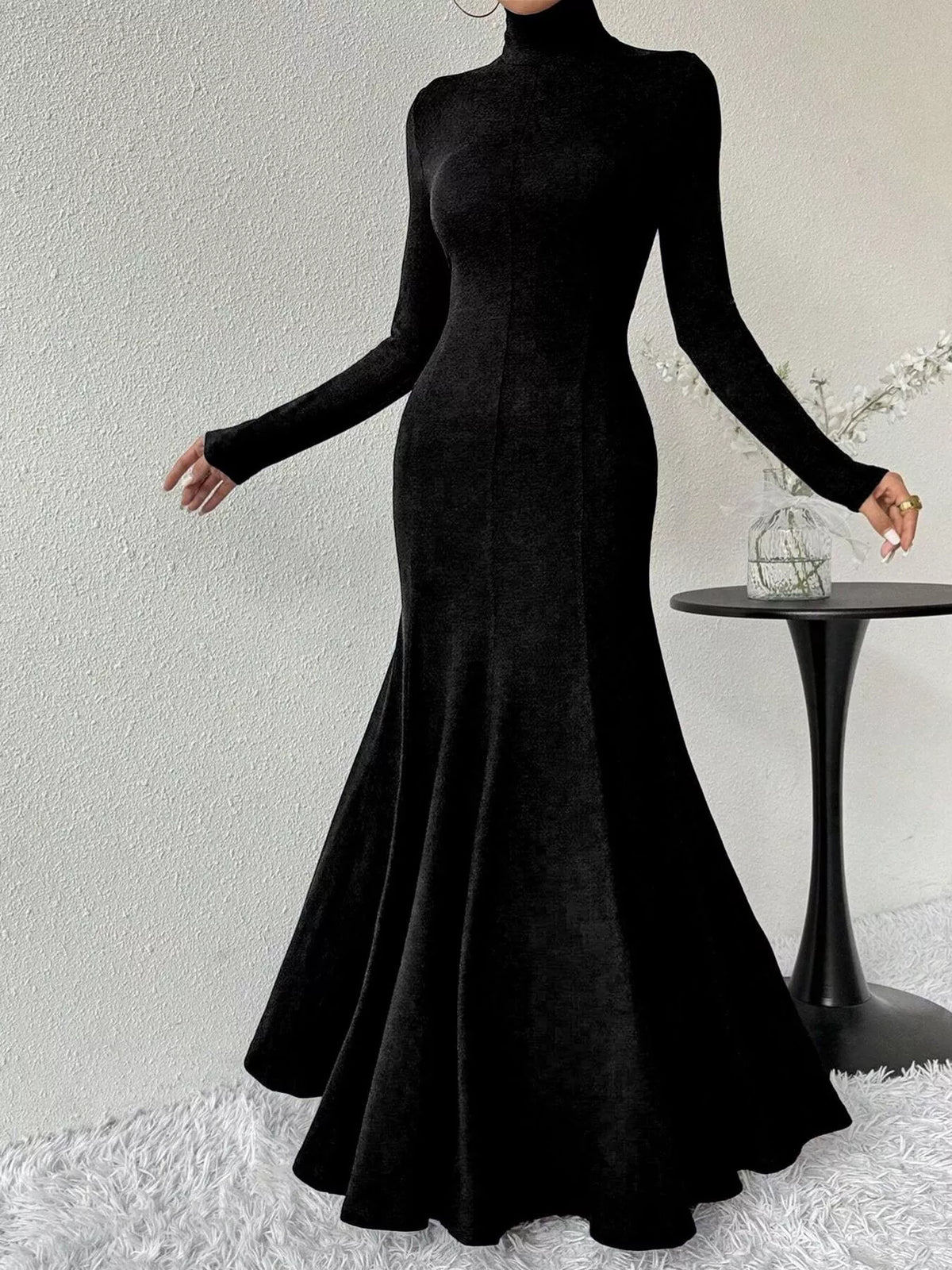 Turtleneck Long Sleeve Maxi Mermaid Dress - alternate view 5