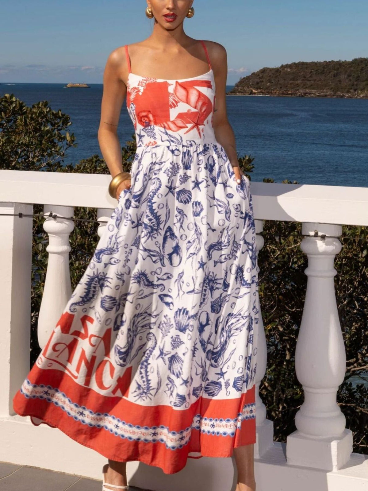 Printed Scoop Neck Cami Dress - alternate view 2