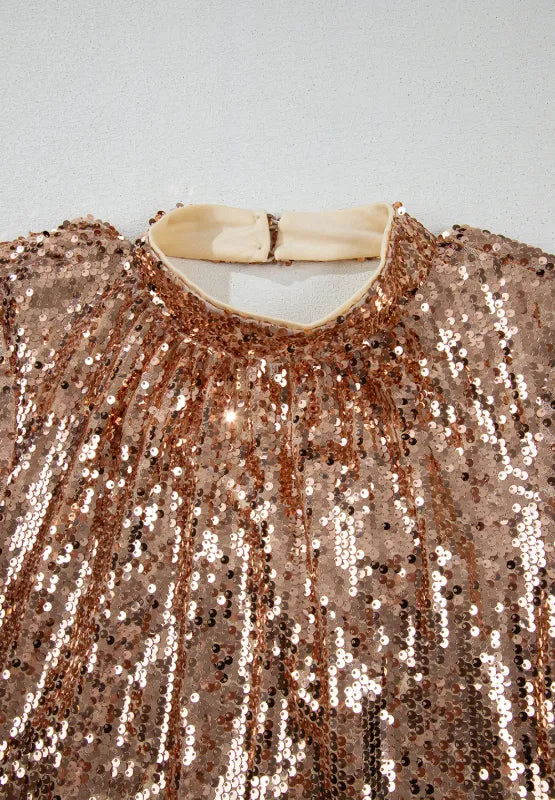 Backless Sequin Mock Neck Long Sleeve Mini Dress - alternate view 5