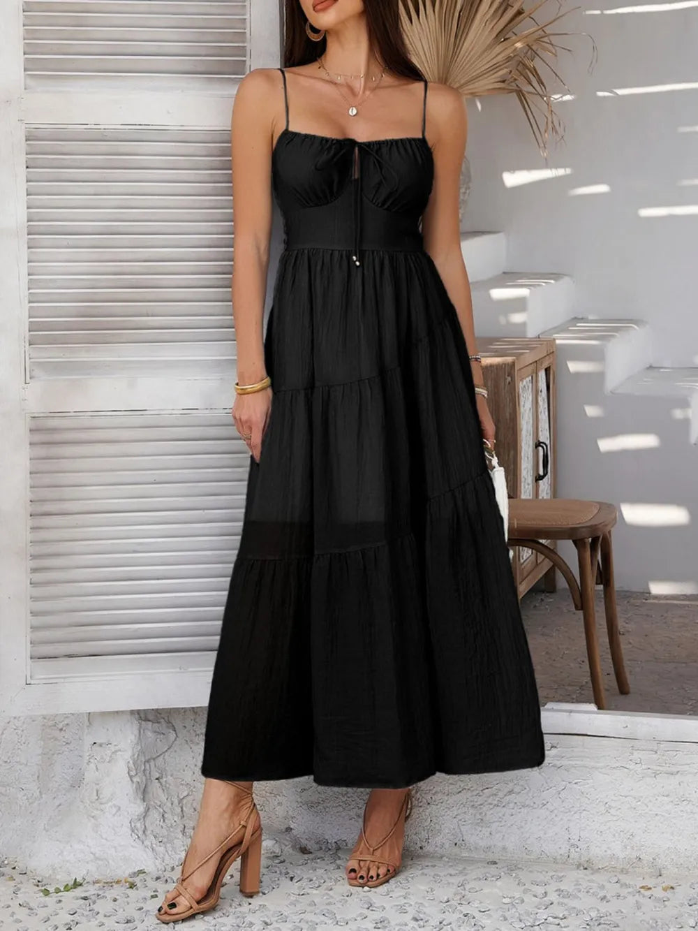 Devine Smocked Tiered Maxi Cami Dress - alternate view 6