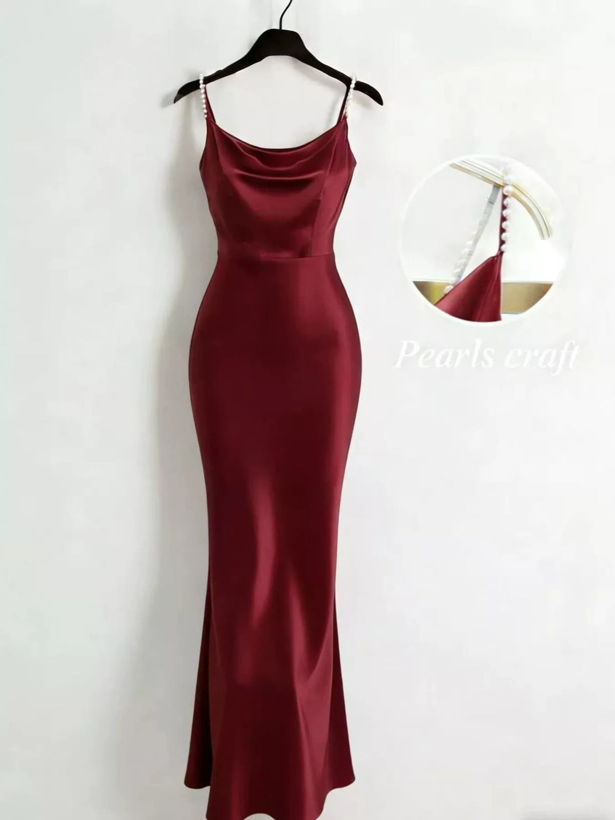 Pearl Strap Cowl Neck Satin Maxi Dress - alternate view 5