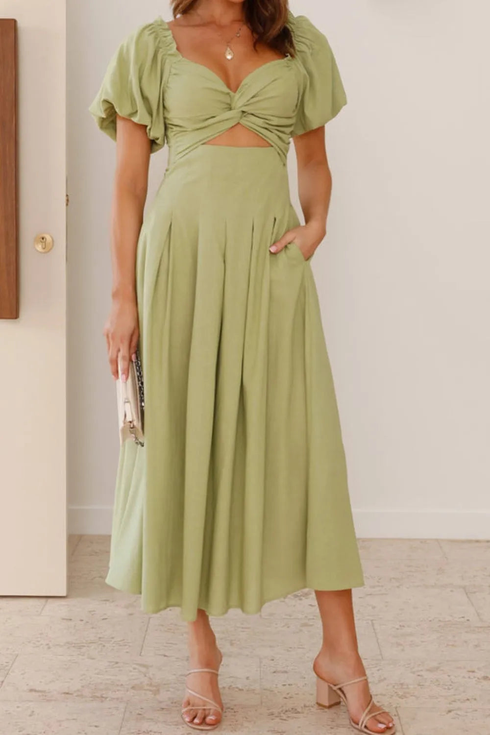 Sweetheart Neck Puff Sleeve Dress - alternate view 3