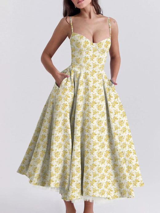 Sweetheart Neck A-Line Midi Dress - alternate view 6