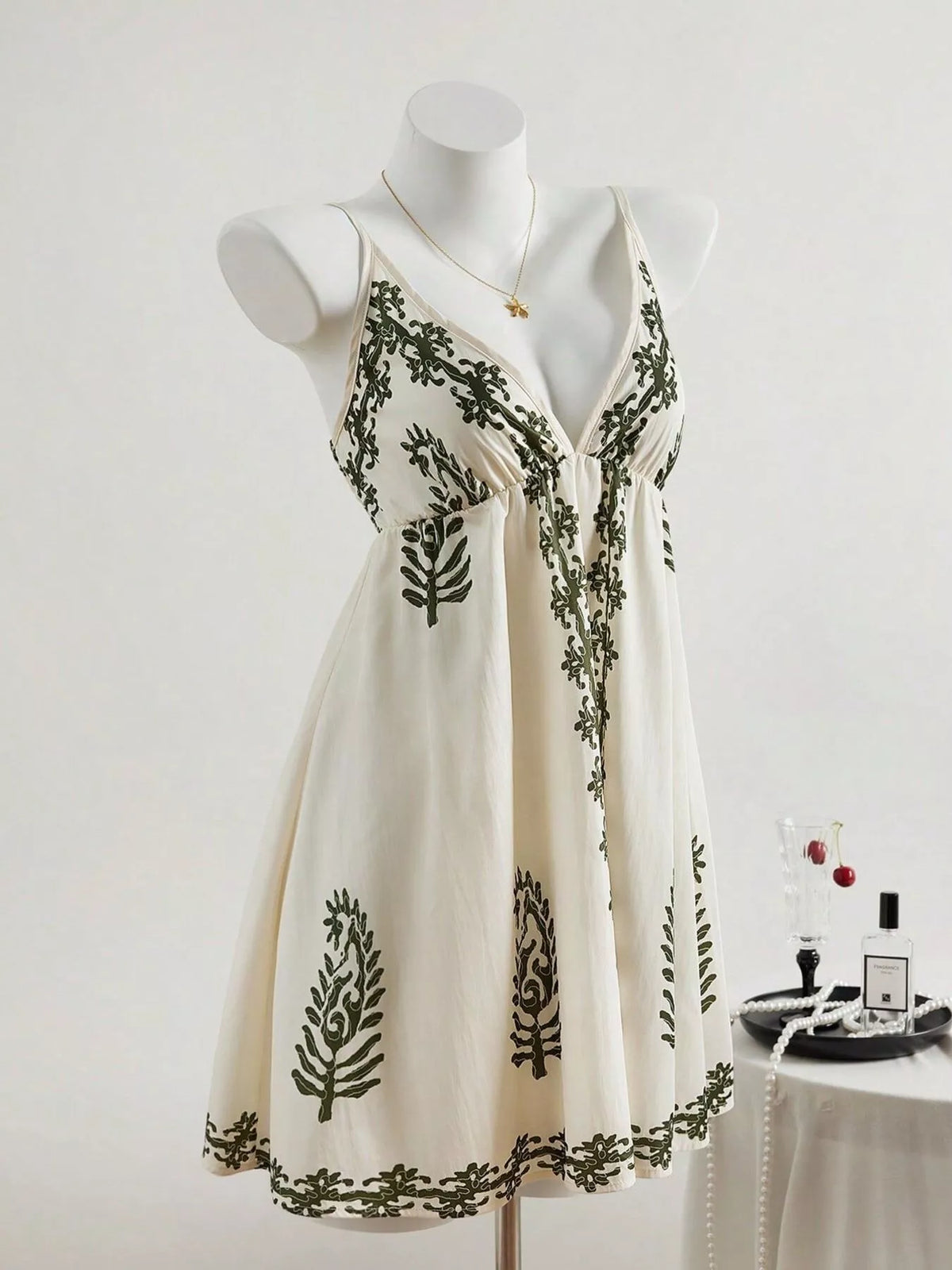 V-Neck Spaghetti Strap Mini Dress - alternate view 3