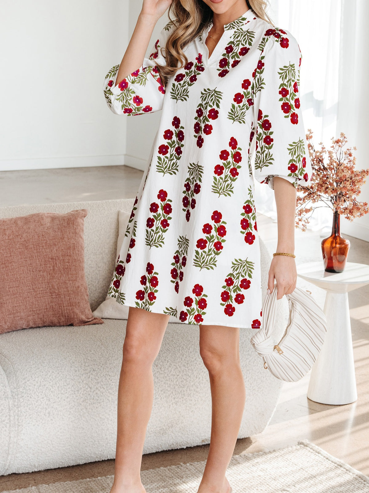 Floral Print Casual Mini Dress - alternate view 1