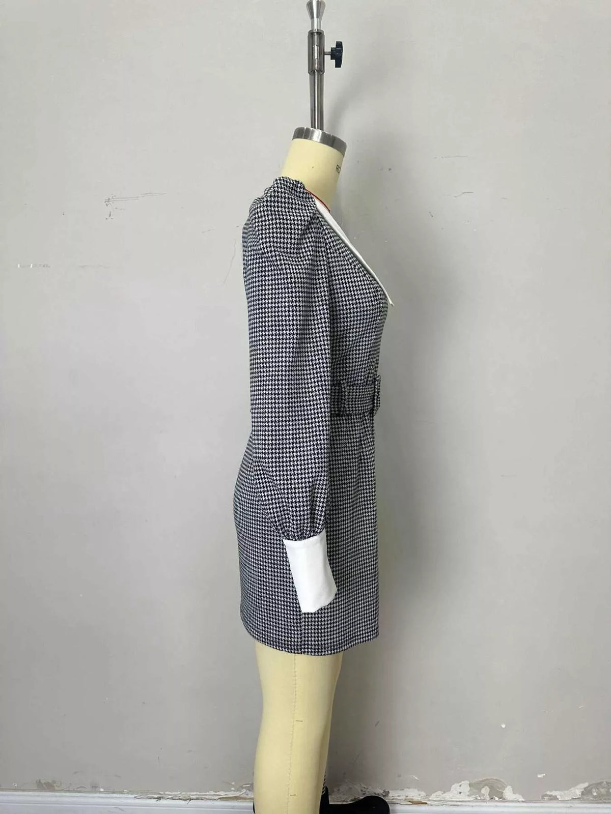 Contrast Collar Houndstooth Mini Dress - alternate view 5