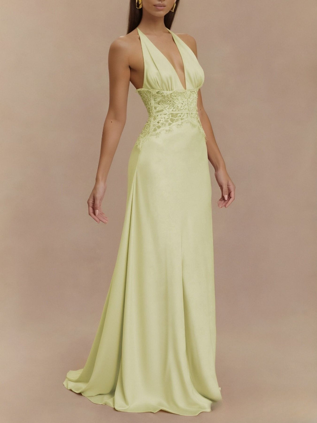 Halter Neck Lace Trimmed Maxi Dress - alternate view 13