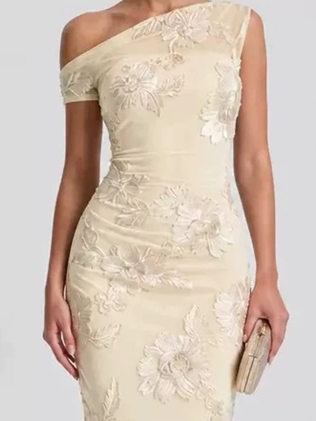 One-Shoulder Floral Embroidered Maxi Dress - alternate view 4