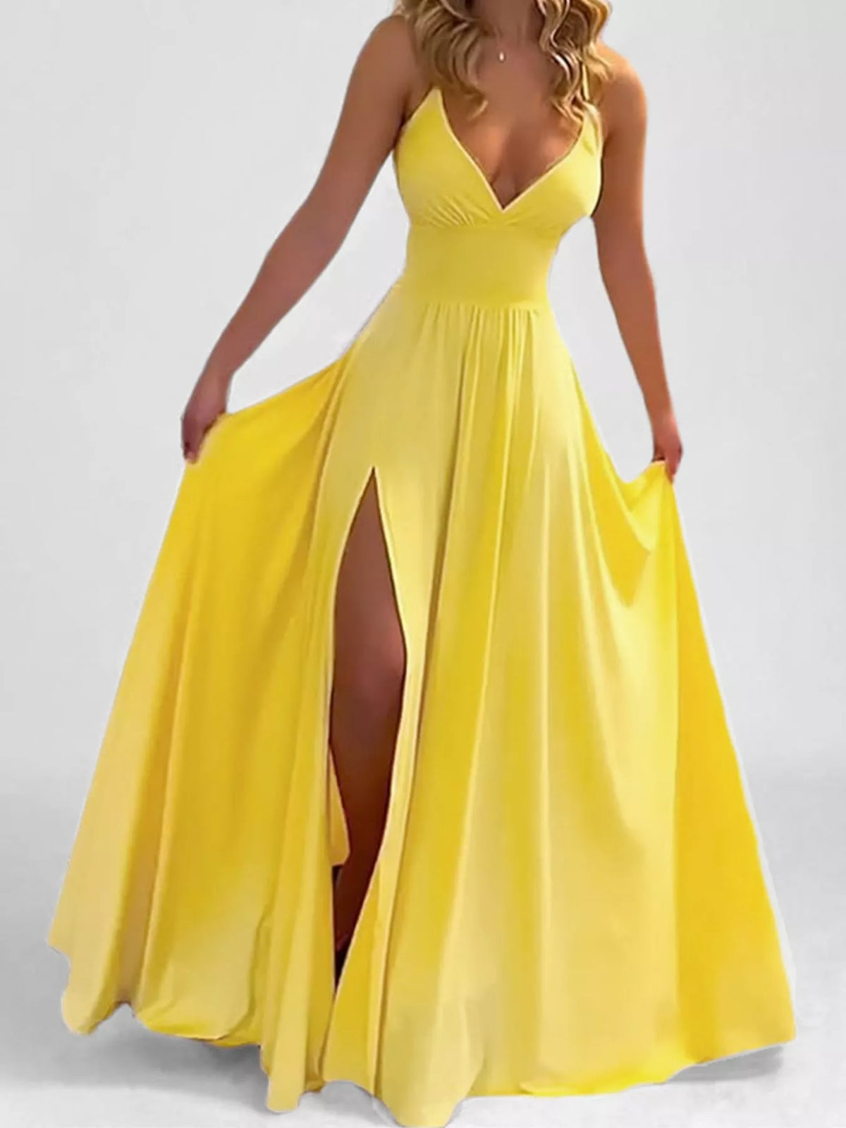Full Size Sleeveless High-Slit Flowy Maxi Dress Plus Size