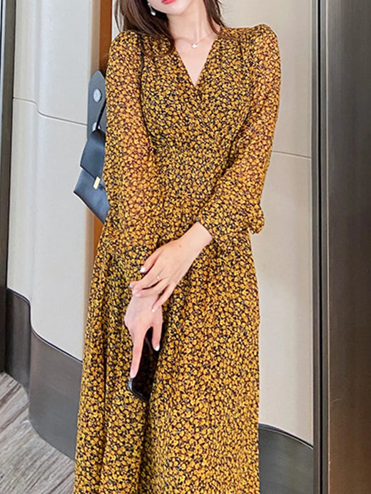 Floral Print Long Sleeve Dress