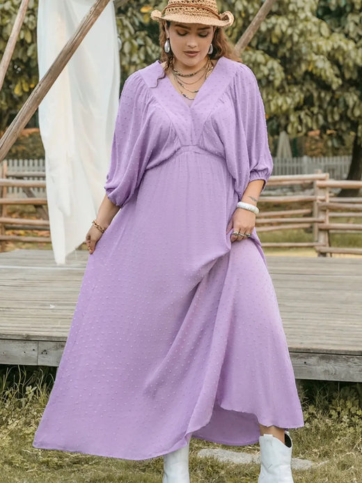 Swiss Dot V-Neck Midi Dress - alternate view 4