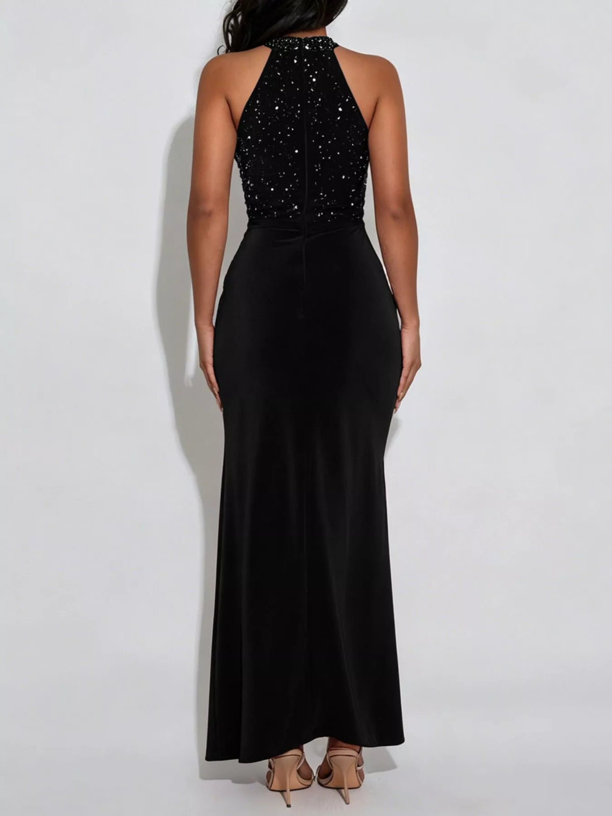 Slit Rhinestone Sleeveless Maxi Dress - alternate view 2