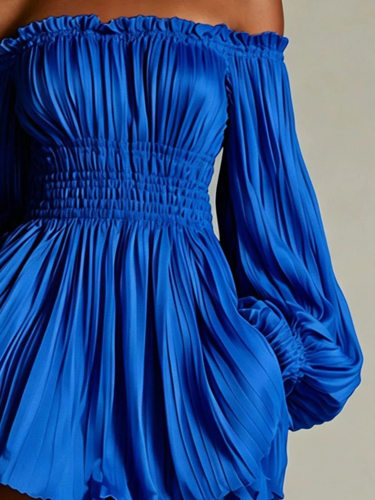 Off-Shoulder Pleated Mini Dress - alternate view 12