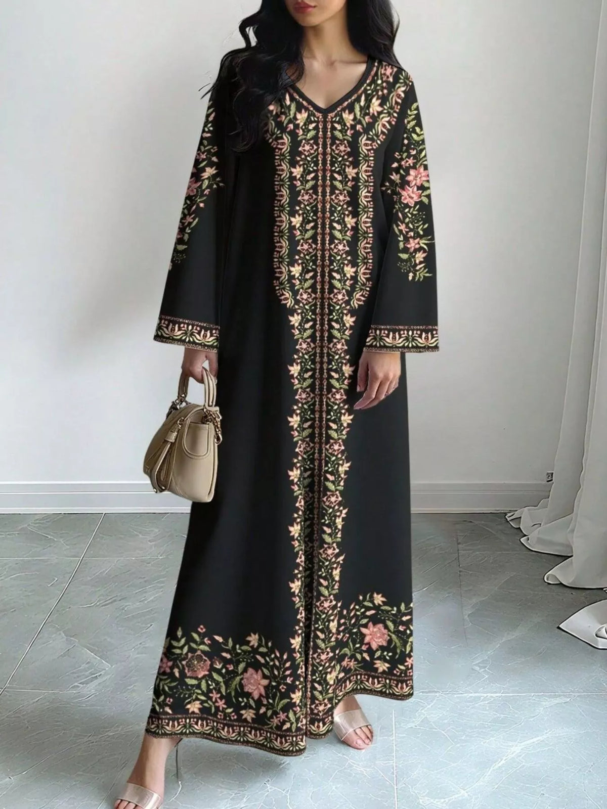 Floral Long Sleeve Maxi Dress - alternate view 6
