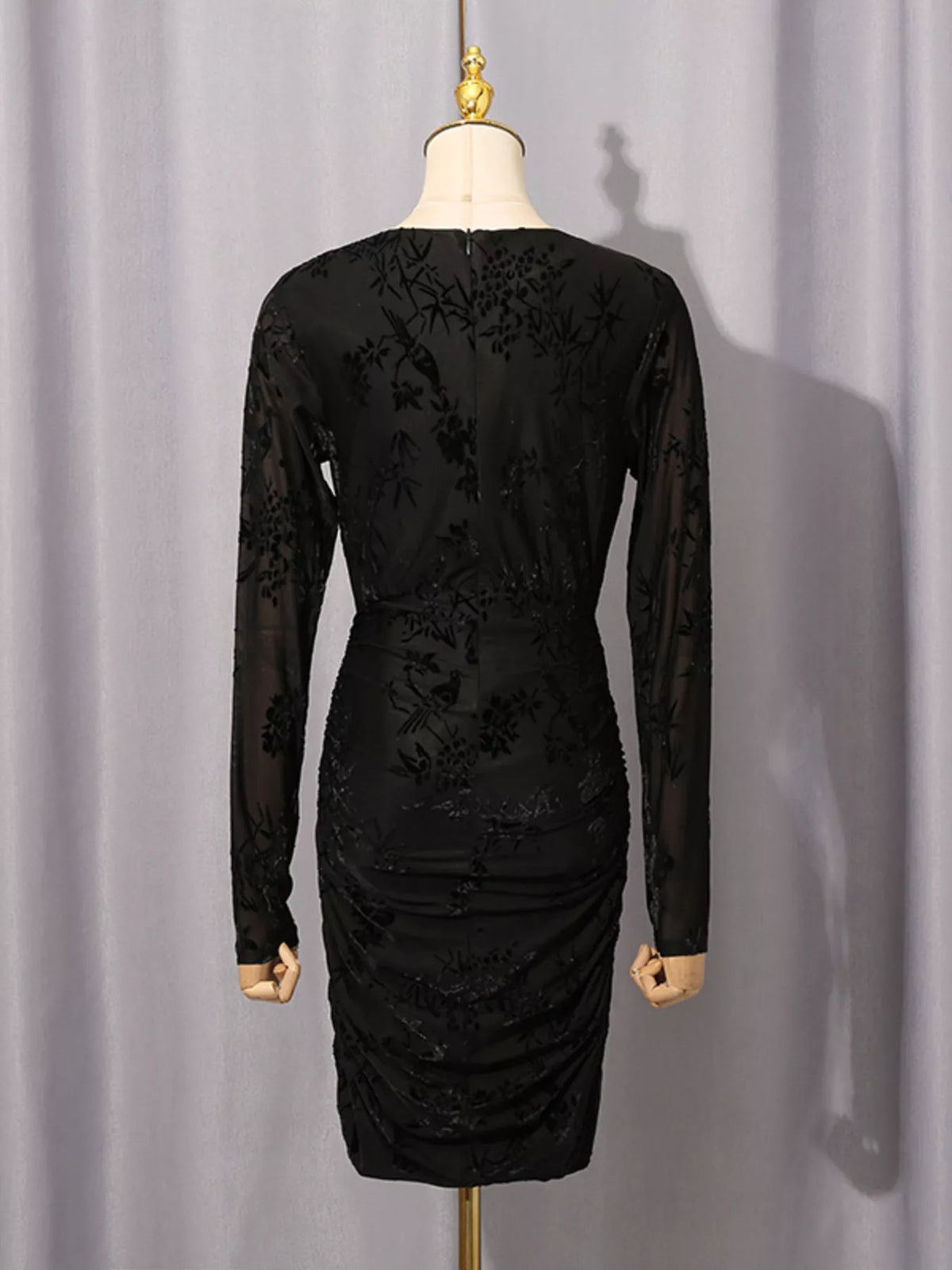 Ruched Long Sleeve Mini Dress - alternate view 10