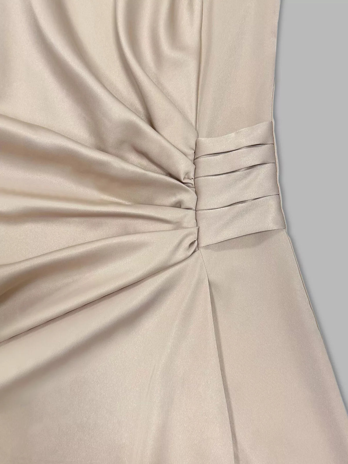 Long Sleeve Satin Ruched Midi Dress - alternate view 7
