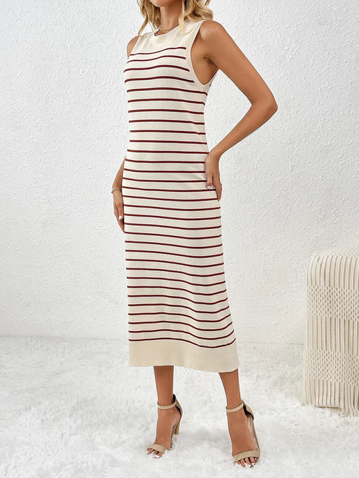 Round Neck Sleeve Midi Knit Dress - alternate view 5