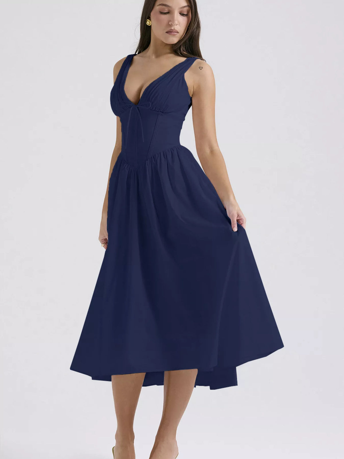 V-Neck Sleeveless Midi Dress - alternate view 17
