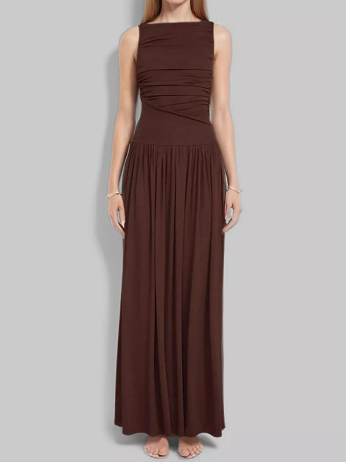 Full Size Ruched Sleeveless Maxi Dress Plus Size - alternate view 6