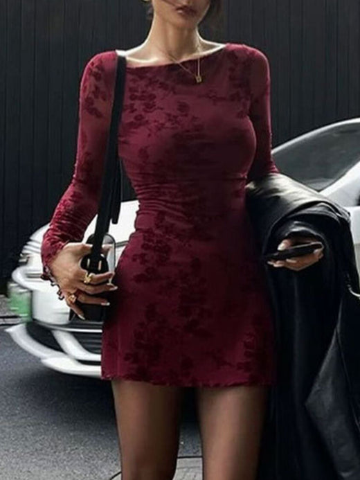 Long Sleeve Bodycon Mini Dress - alternate view 4