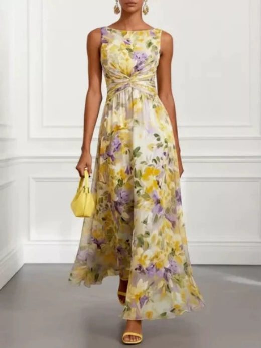Floral Print Sleeveless Twist-Front Maxi Dress - alternate view 3