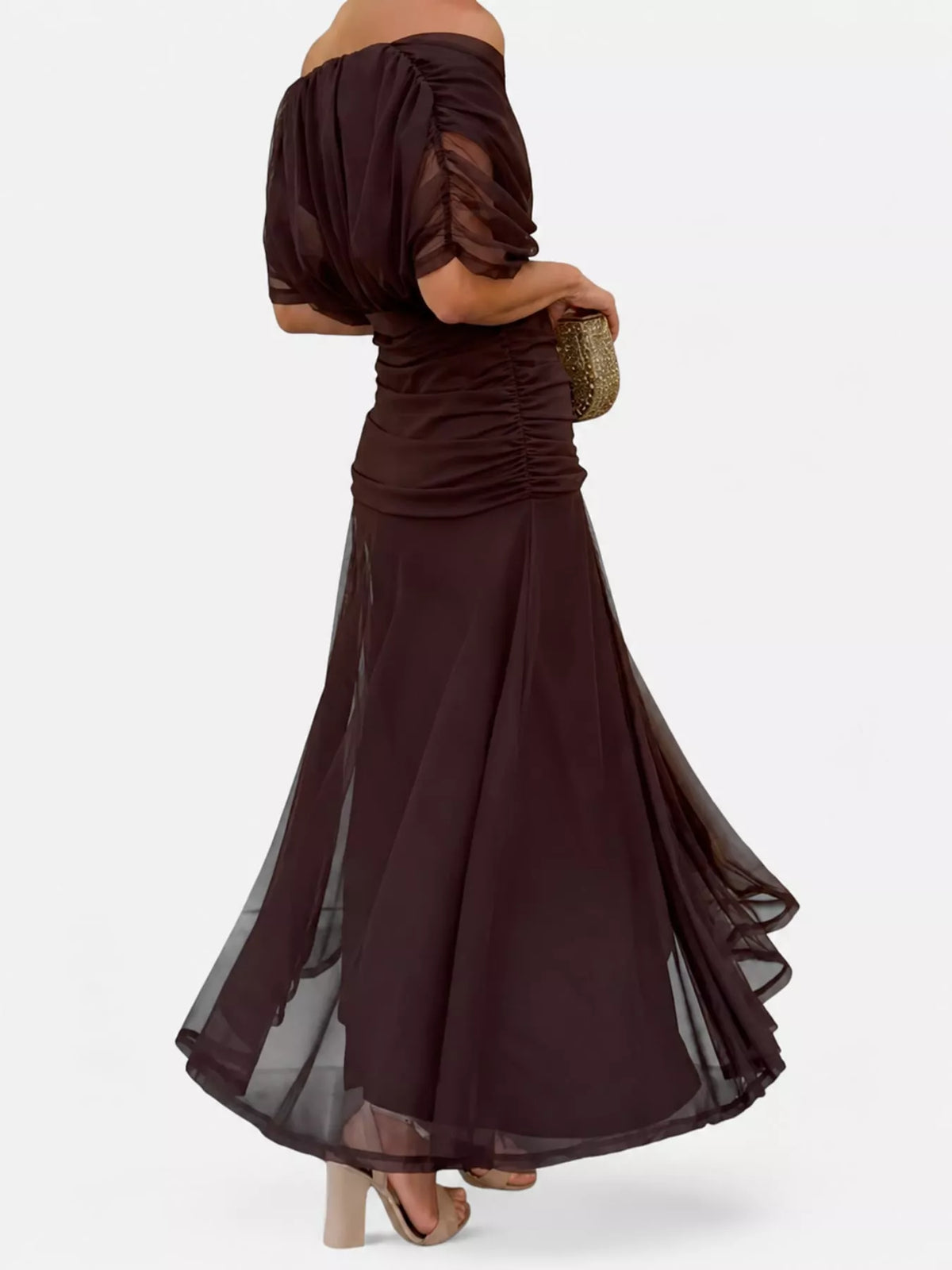 Full Size Off-Shoulder Ruched Maxi Dress Plus Size - alternate view 18