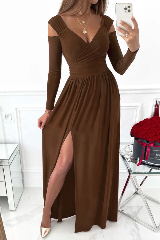 Slit Surplice Long Sleeve Maxi Dress - alternate view 4