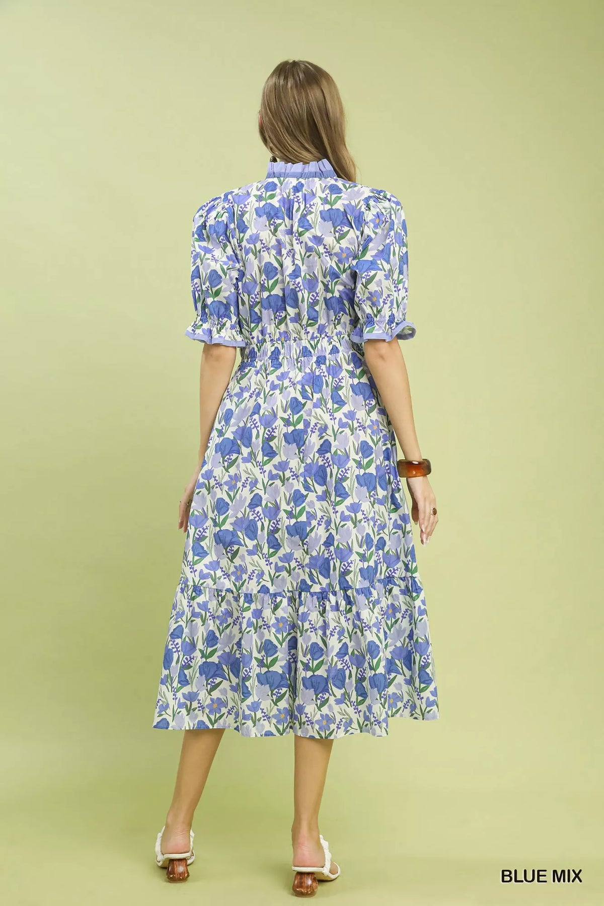 Floral Ruffle Trim Tiered Midi Dress - alternate view 3