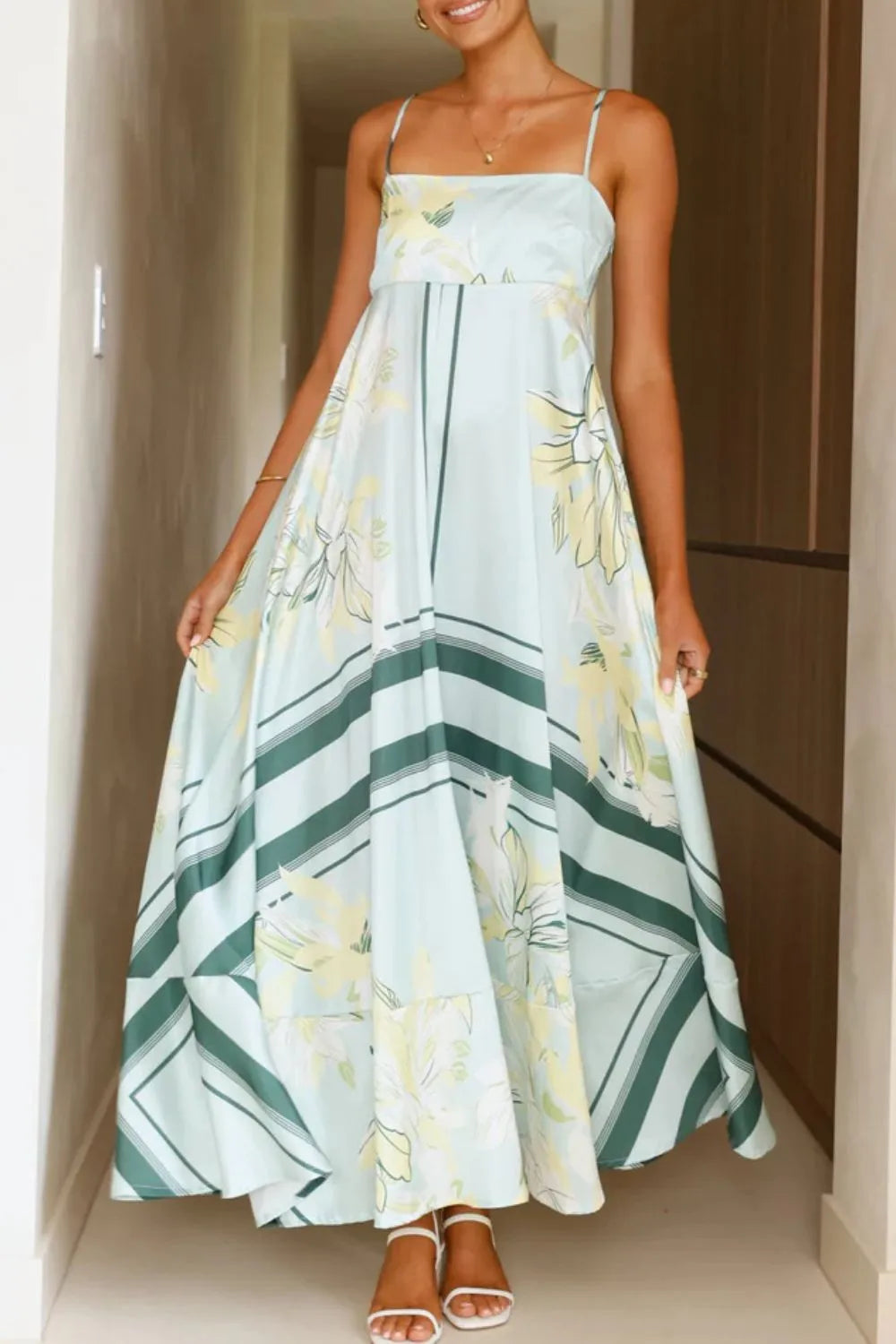 Printed Square Neck Cami Maxi Dress - alternate view 13