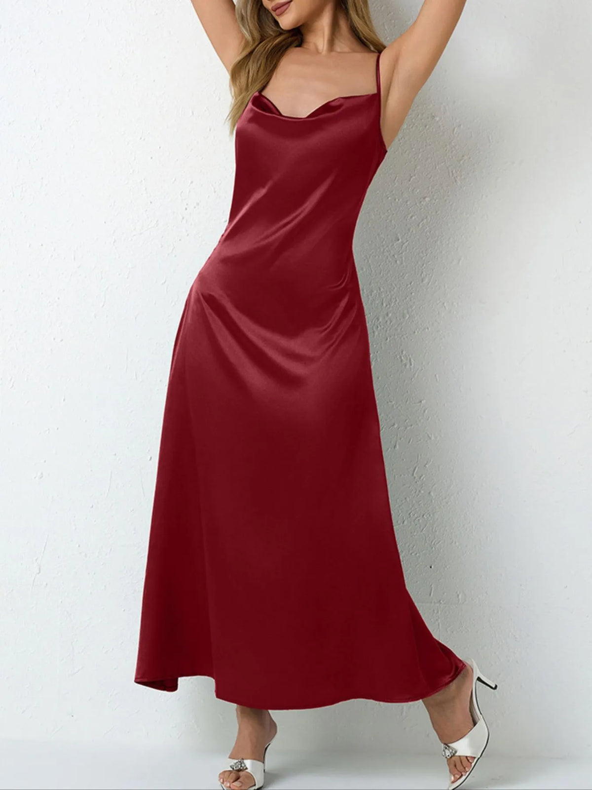 Satin Cowl Neck Cami Dress - alternate view 21