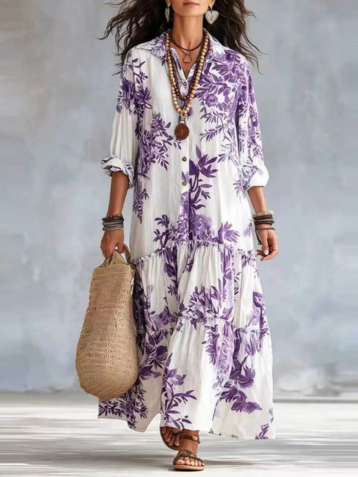 Printed Button Front Maxi Dress - alternate view 6