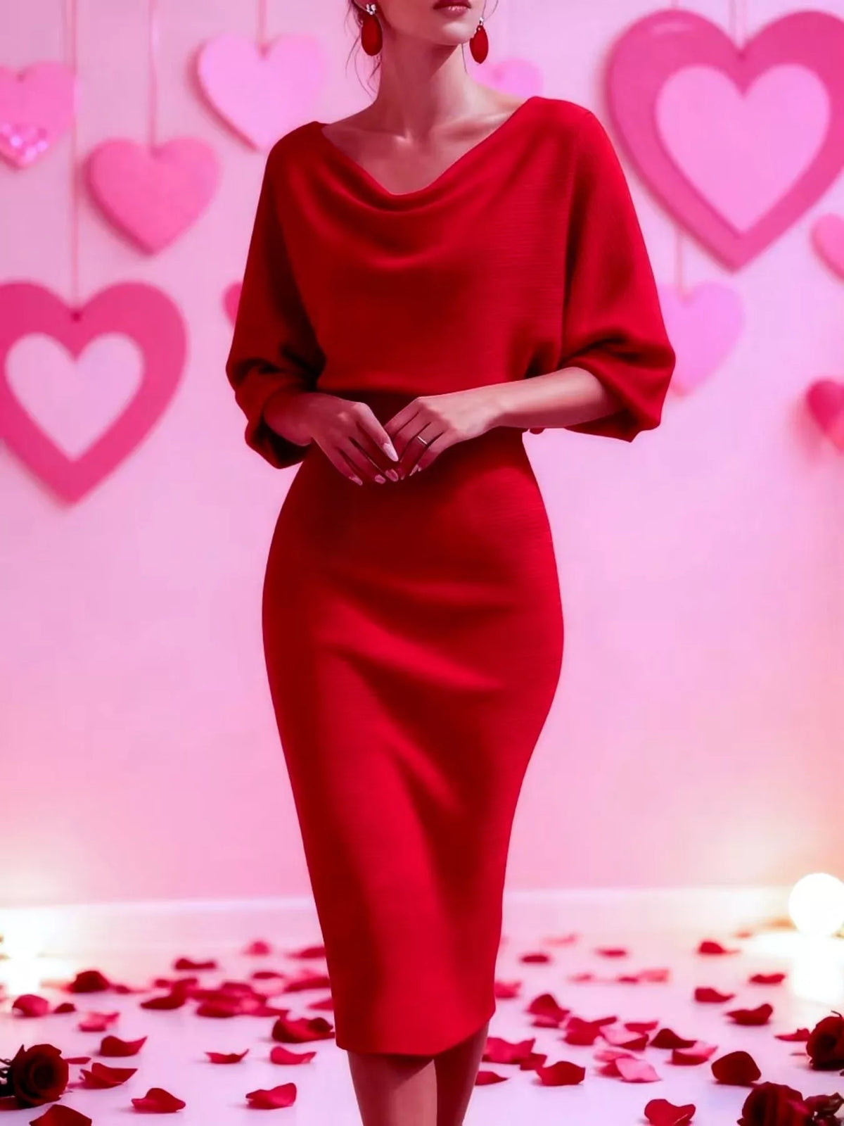 Cowl Neck Bodycon Midi Dress - alternate view 3