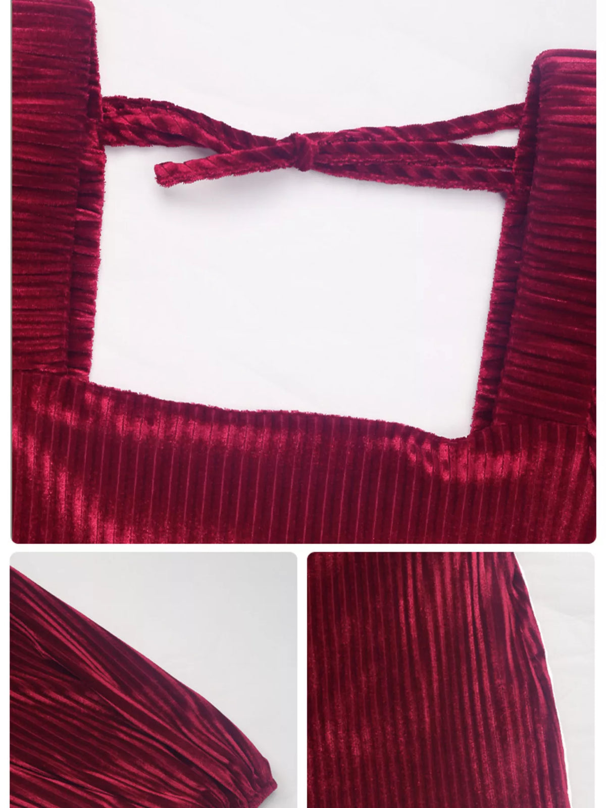 Velvet Square Neck Long Sleeve Dress - alternate view 15