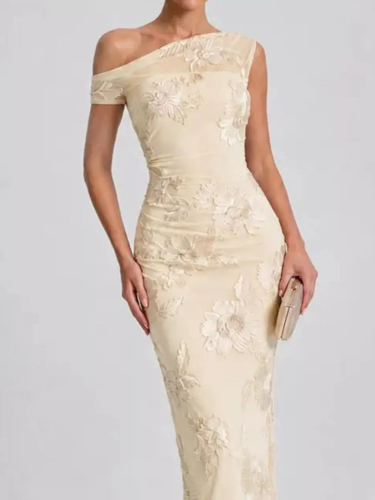 One-Shoulder Floral Embroidered Maxi Dress - alternate view 1