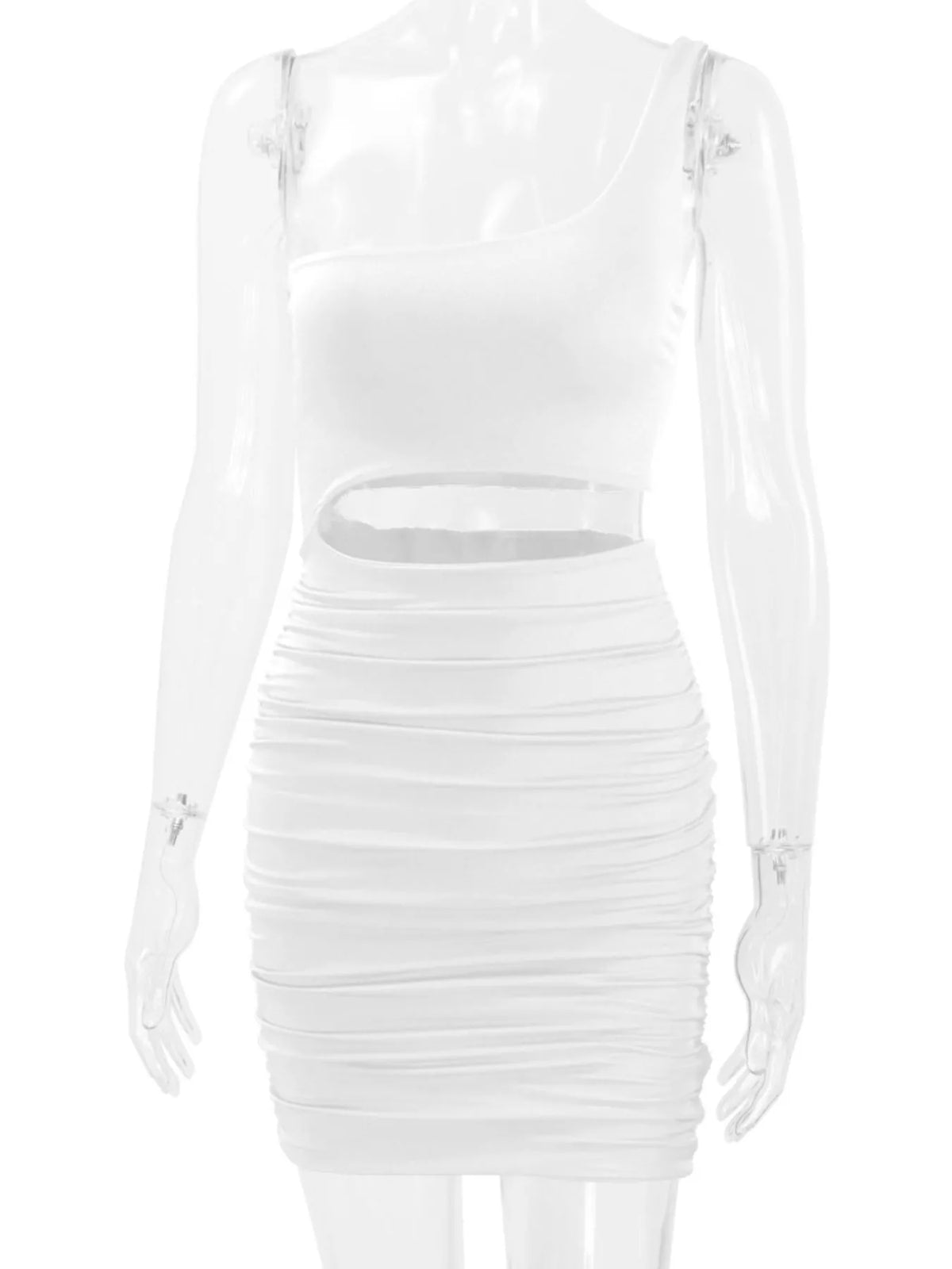 One-Shoulder Cutout Ruched Bodycon Mini Dress - alternate view 11