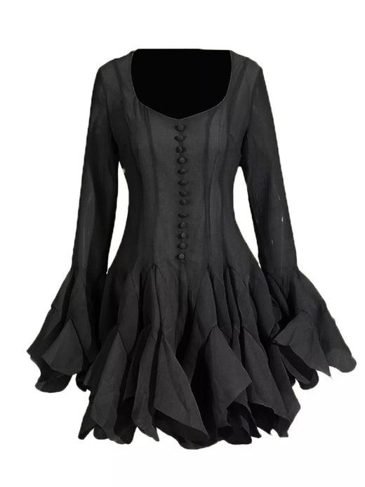 Ruffled Flare Sleeve Mini Dress - alternate view 4