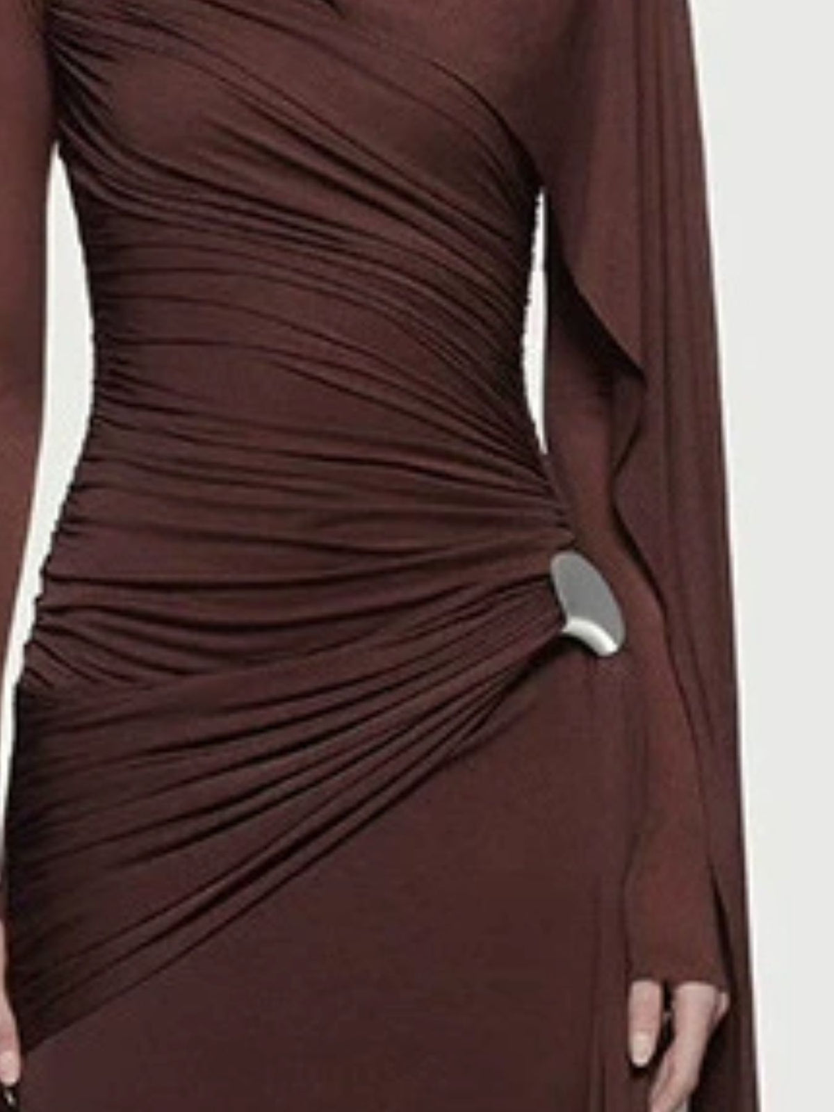 Ruched Draped Long Sleeve Maxi Dress - alternate view 9
