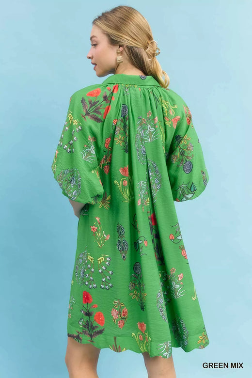 Floral Encyclopedia Print Mini Dress - alternate view 3