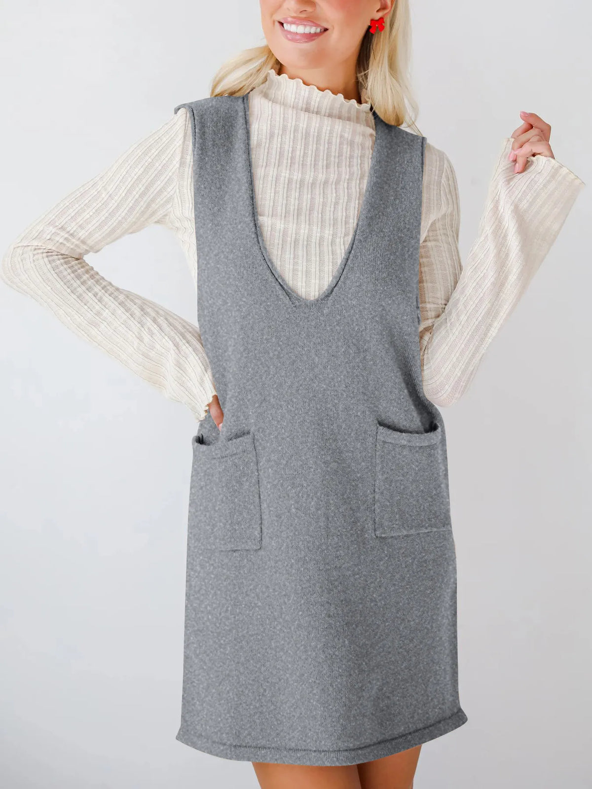 Sleeveless Knit Dress with Pockets - alternate view 7