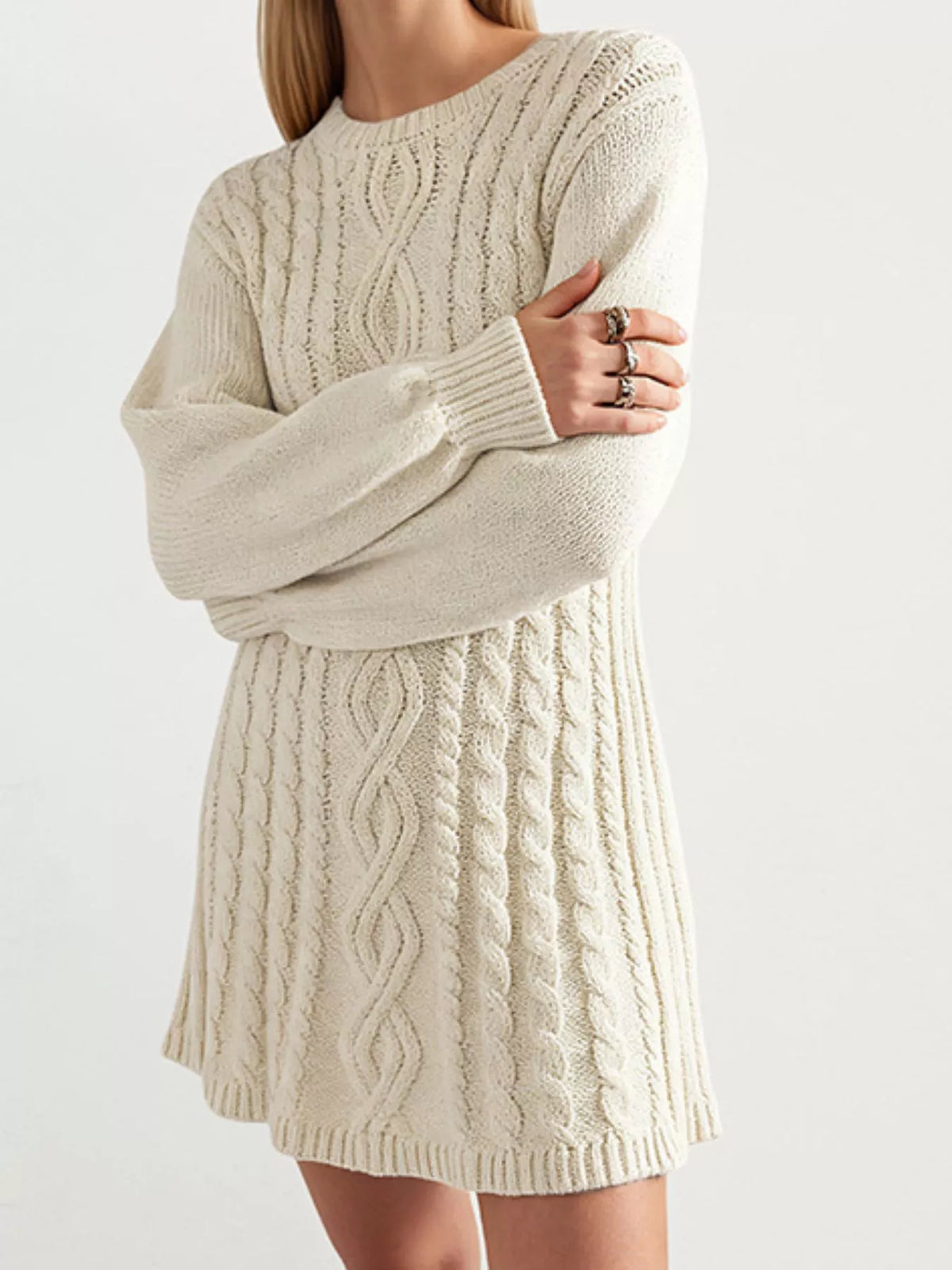 Cable Knit Sweater Mini Dress - alternate view 4