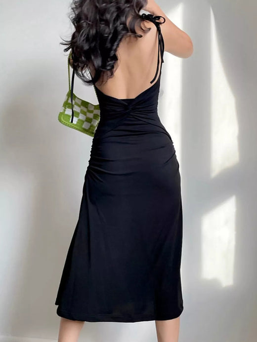 Ruched Tie Shoulder Midi Dress - alternate view 6