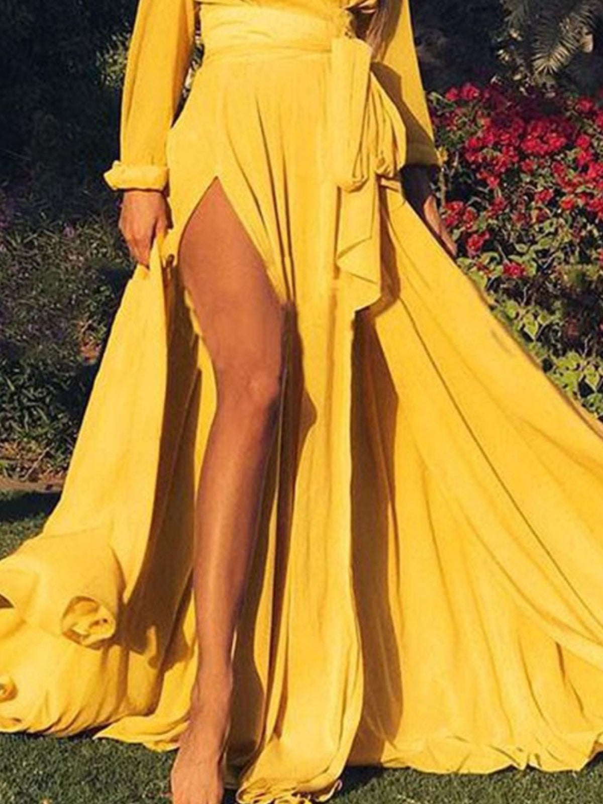 Plus Size Surplice Long Sleeve Slit Maxi Dress - alternate view 10