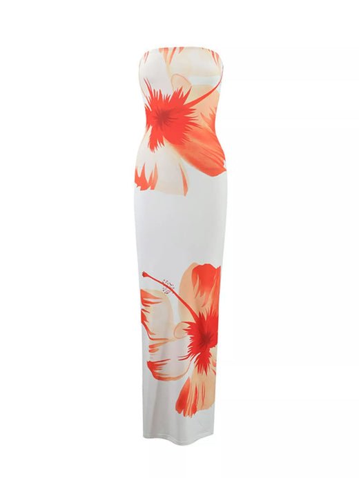 Floral Print Strapless Bodycon Maxi Dress - alternate view 5