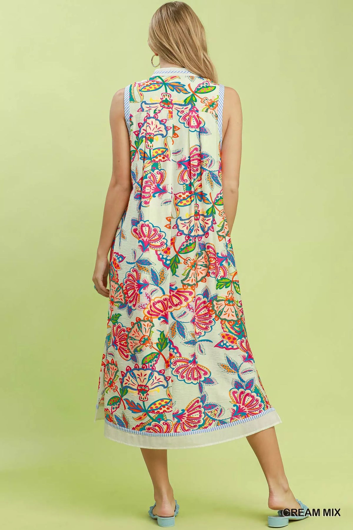 Paisley Floral Sleeveless Midi Dress - alternate view 3
