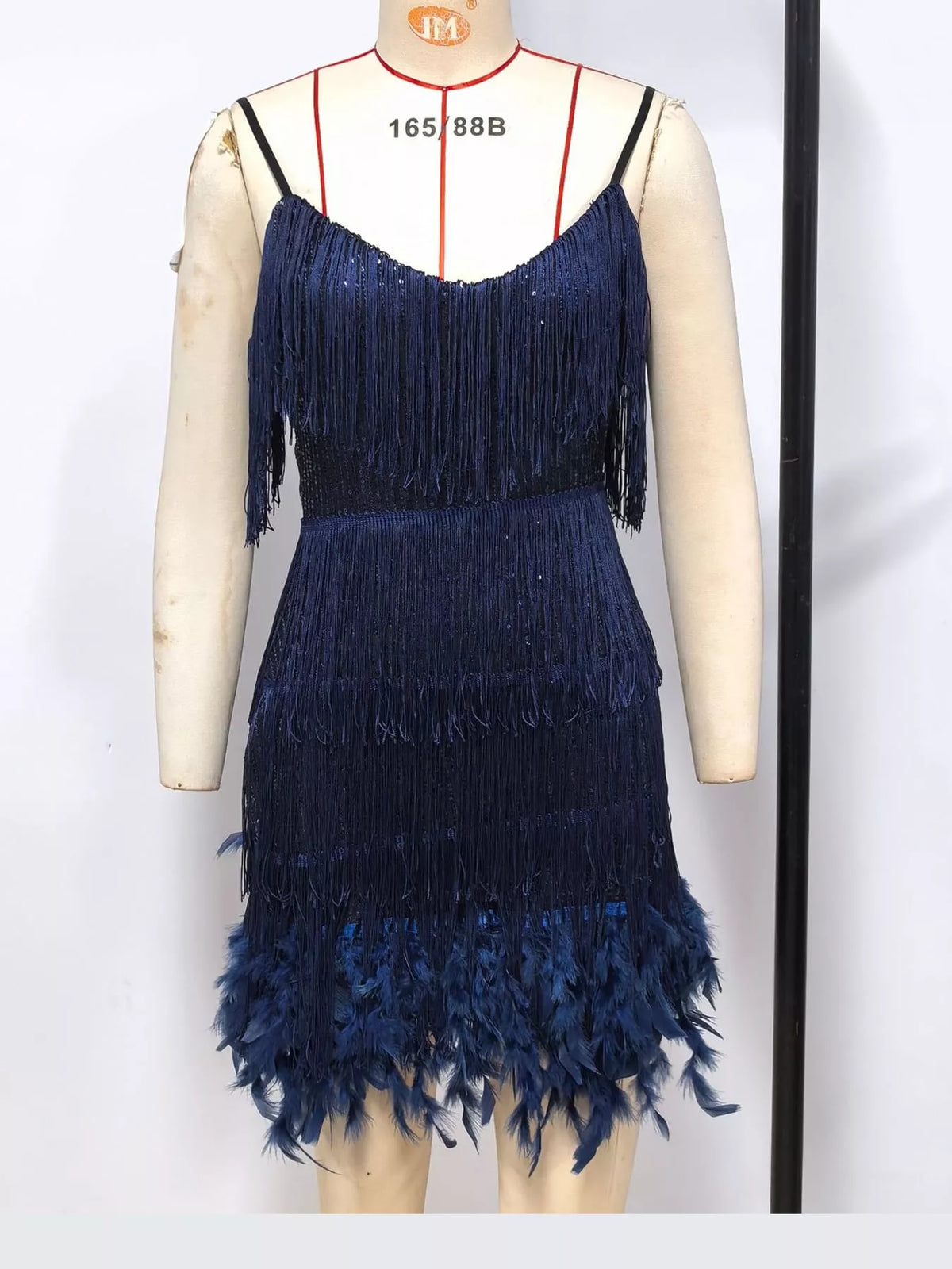 Full Size Feather Fringe Sequin Mini Dress Plus Size - alternate view 19