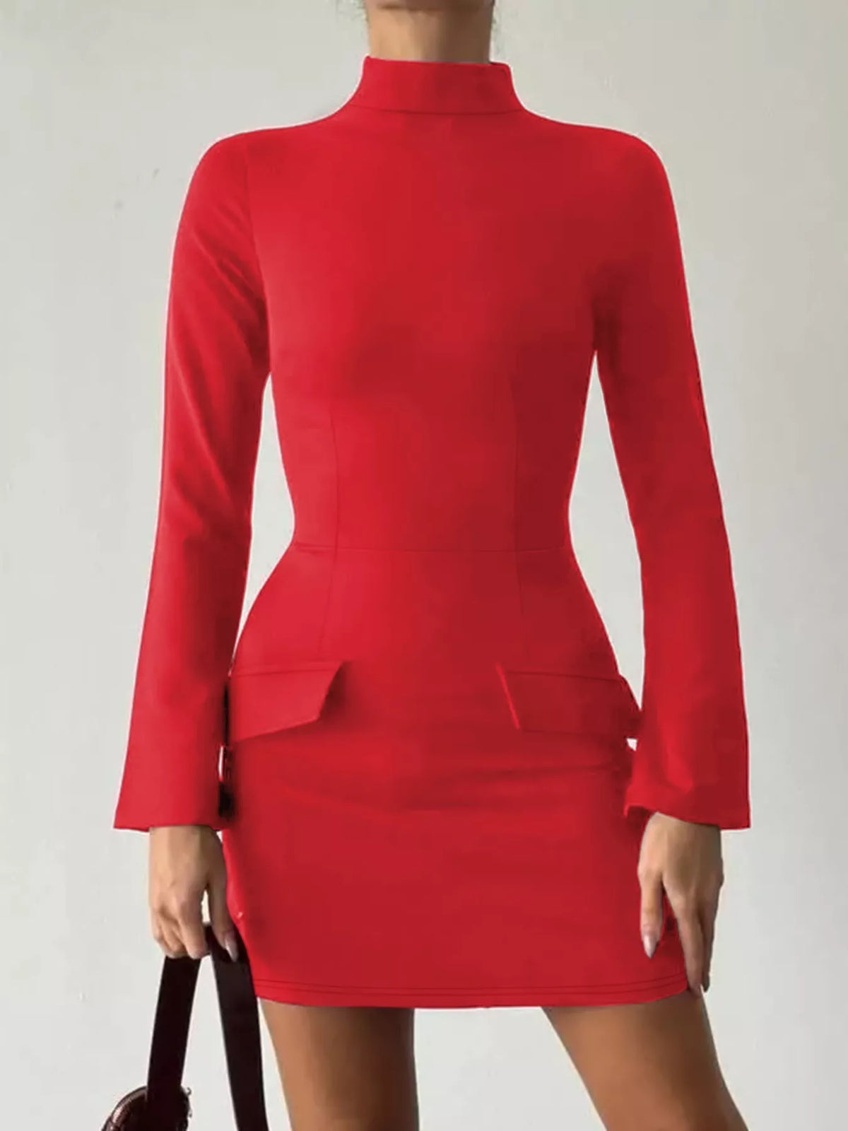 Mock Neck Long Sleeve Bodycon Dress - alternate view 6