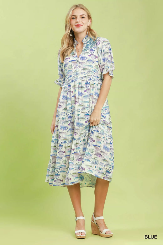 Print Tiered Midi Dress - alternate view 4