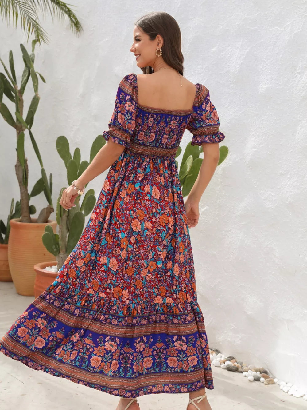 Floral Flounce Sleeve Midi Dress - alternate view 2