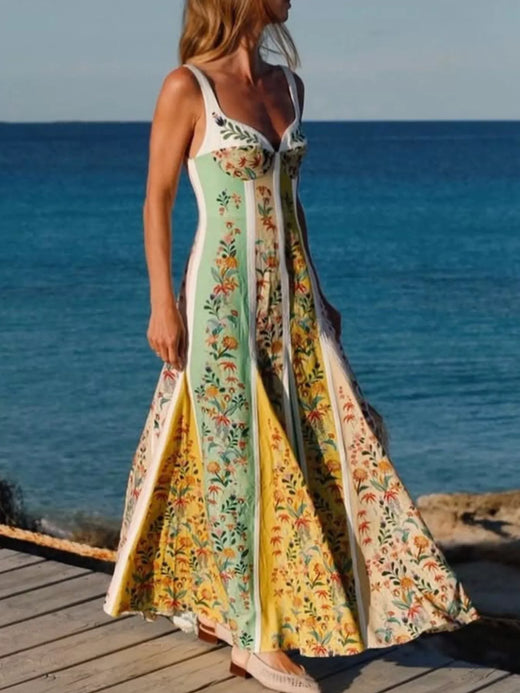 Floral Print Sweetheart Neck Maxi Dress - alternate view 3