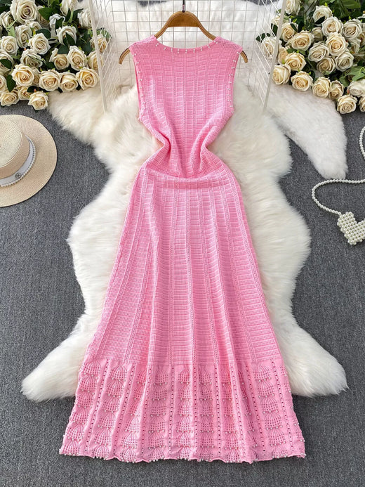 Textured Knit Sleeveless Midi Dress - alternate view 2